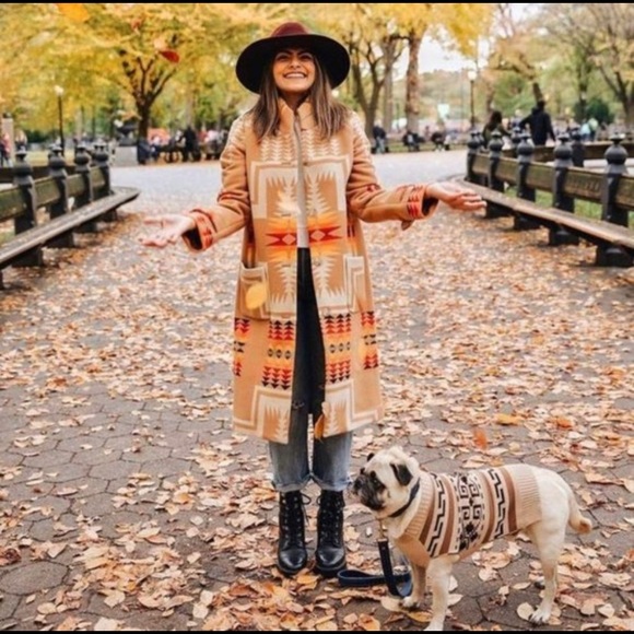 Tribal Inspired Print Western Blanket Trench - Picture 4 of 5